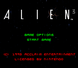 Alien 3 (USA) (Beta) Title Screen